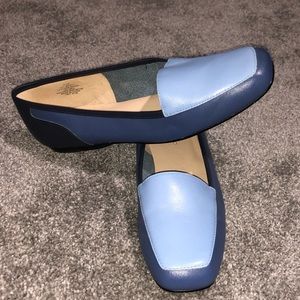 Blue slip shoes